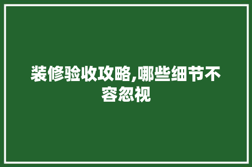 装修验收攻略,哪些细节不容忽视