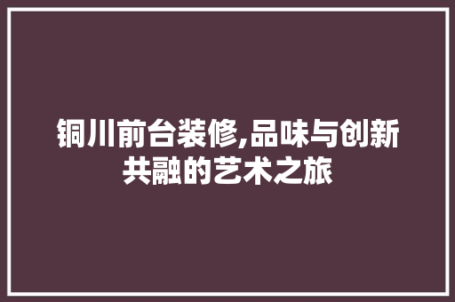 铜川前台装修,品味与创新共融的艺术之旅