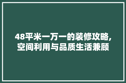 48平米一万一的装修攻略,空间利用与品质生活兼顾 软装设计