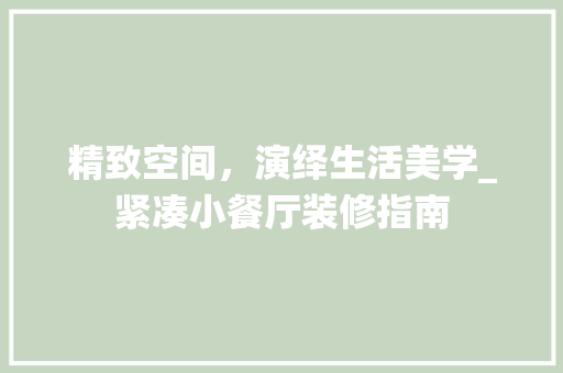 精致空间，演绎生活美学_紧凑小餐厅装修指南 室内设计