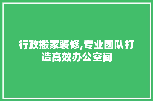 行政搬家装修,专业团队打造高效办公空间 木雕艺术