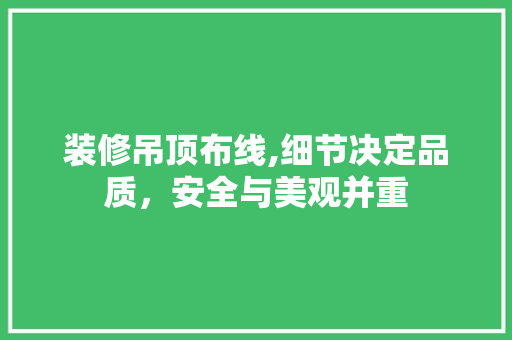 装修吊顶布线,细节决定品质，安全与美观并重