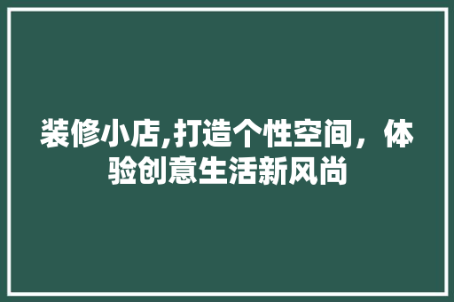 装修小店,打造个性空间，体验创意生活新风尚 室内设计