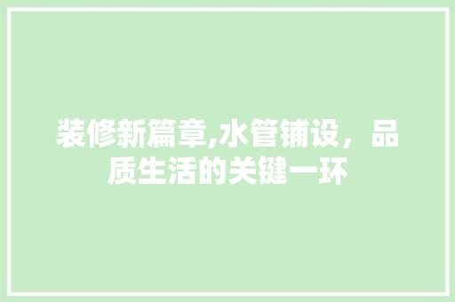 装修新篇章,水管铺设，品质生活的关键一环 地板材料