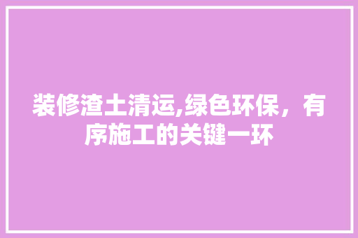 装修渣土清运,绿色环保，有序施工的关键一环 软装设计