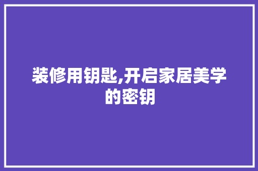 装修用钥匙,开启家居美学的密钥 客厅装修