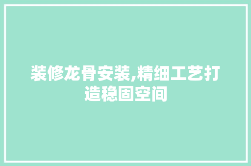 装修龙骨安装,精细工艺打造稳固空间 室内设计