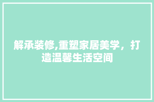 解承装修,重塑家居美学，打造温馨生活空间 软装设计