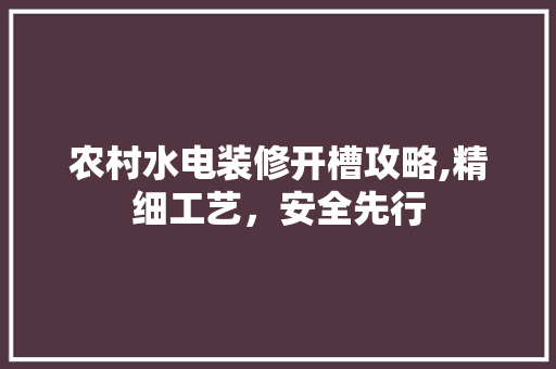 农村水电装修开槽攻略,精细工艺，安全先行 家居装修