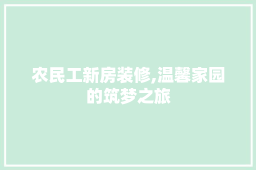 农民工新房装修,温馨家园的筑梦之旅 木雕艺术