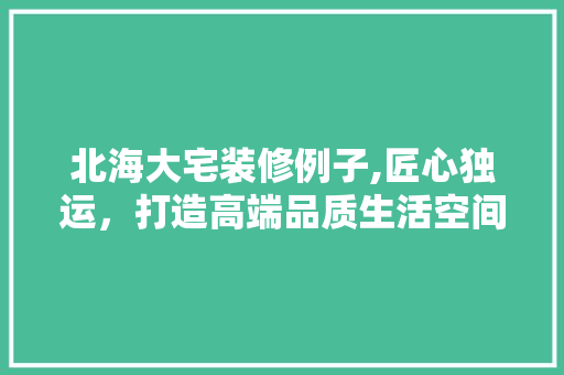 北海大宅装修例子,匠心独运，打造高端品质生活空间 木雕艺术