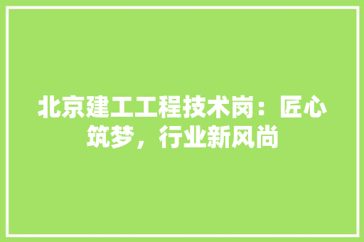 北京建工工程技术岗：匠心筑梦，行业新风尚 家居装修