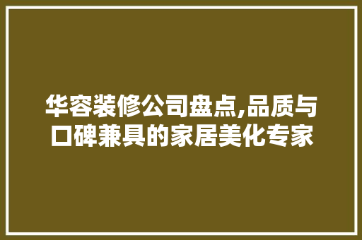 华容装修公司盘点,品质与口碑兼具的家居美化专家