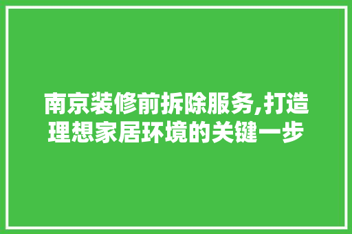 南京装修前拆除服务,打造理想家居环境的关键一步 软装设计