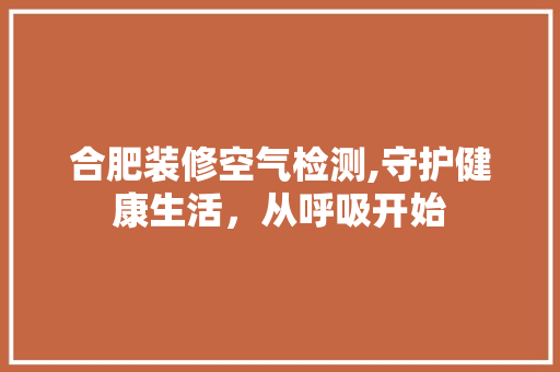 合肥装修空气检测,守护健康生活，从呼吸开始 现代风格装饰