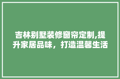 吉林别墅装修窗帘定制,提升家居品味，打造温馨生活空间 室内设计