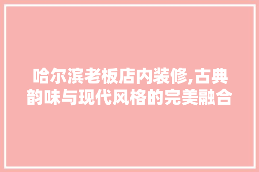 哈尔滨老板店内装修,古典韵味与现代风格的完美融合 卧室装修