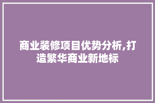 商业装修项目优势分析,打造繁华商业新地标