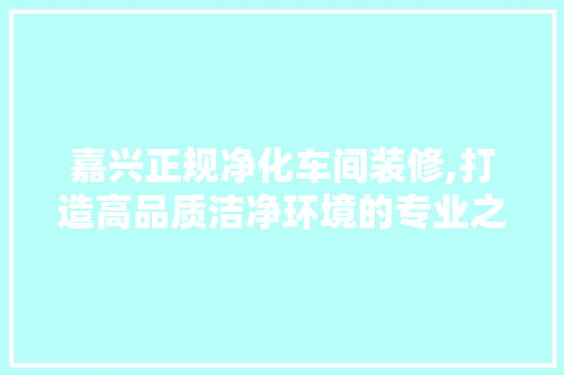 嘉兴正规净化车间装修,打造高品质洁净环境的专业之路 木雕艺术