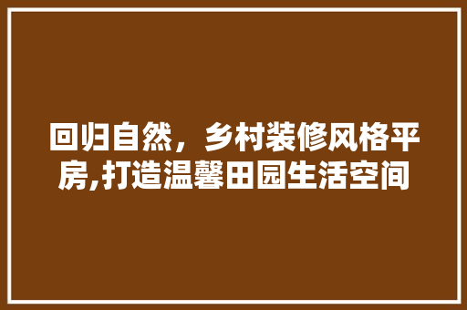 回归自然，乡村装修风格平房,打造温馨田园生活空间 中式风格装饰