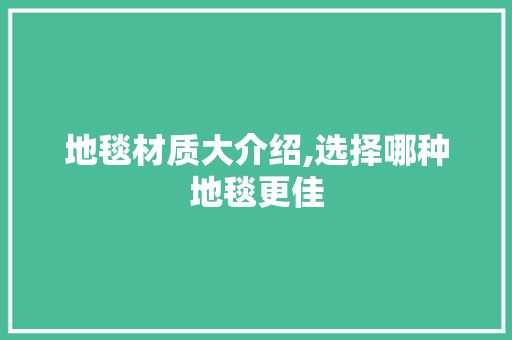 地毯材质大介绍,选择哪种地毯更佳 卧室装修