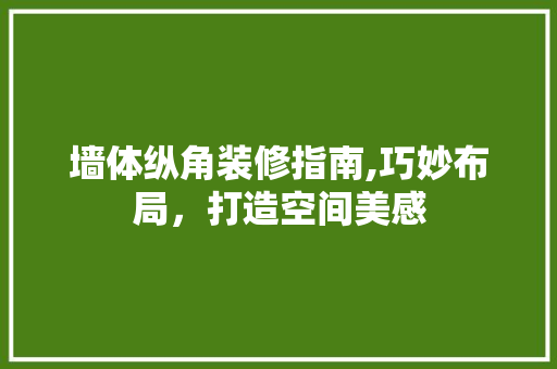 墙体纵角装修指南,巧妙布局，打造空间美感 室内设计