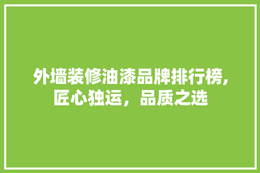 外墙装修油漆品牌排行榜,匠心独运，品质之选 软装设计