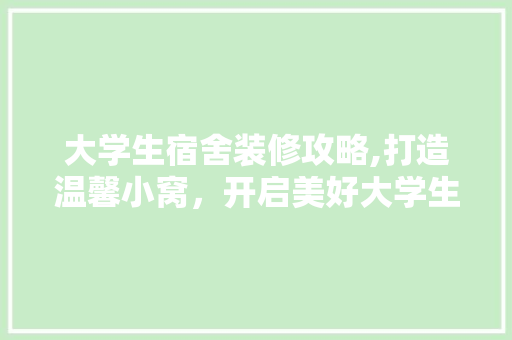 大学生宿舍装修攻略,打造温馨小窝，开启美好大学生活 卧室装修