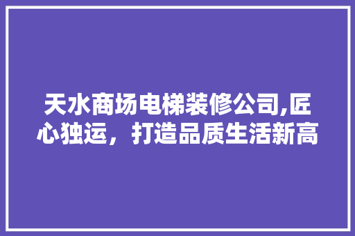 天水商场电梯装修公司,匠心独运，打造品质生活新高度