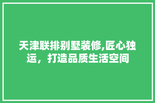 天津联排别墅装修,匠心独运，打造品质生活空间 软装设计