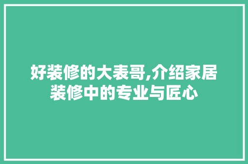 好装修的大表哥,介绍家居装修中的专业与匠心 地板材料