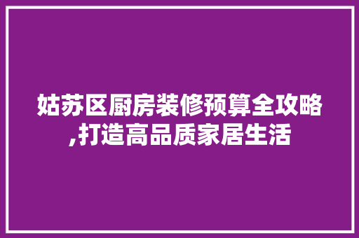 姑苏区厨房装修预算全攻略,打造高品质家居生活 家居装修