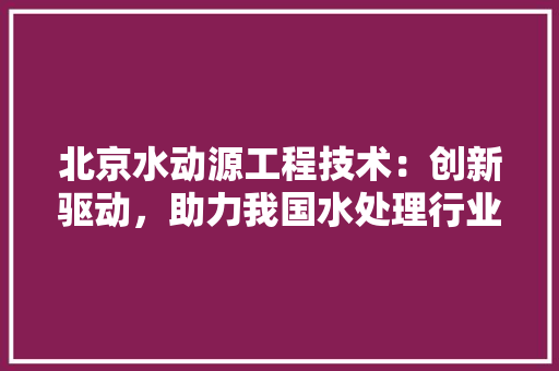北京水动源工程技术：创新驱动，助力我国水处理行业蓬勃发展 家居装修