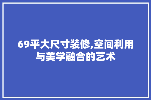 69平大尺寸装修,空间利用与美学融合的艺术 现代风格装饰