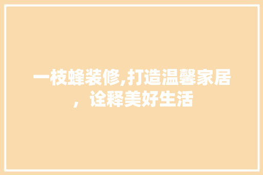 一枝蜂装修,打造温馨家居，诠释美好生活 室内设计