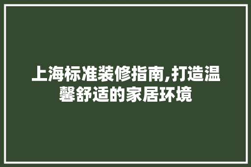 上海标准装修指南,打造温馨舒适的家居环境 卧室装修