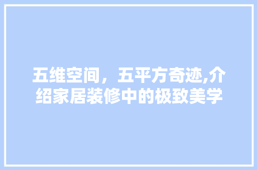 五维空间，五平方奇迹,介绍家居装修中的极致美学 现代风格装饰