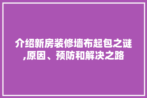 介绍新房装修墙布起包之谜,原因、预防和解决之路 现代风格装饰
