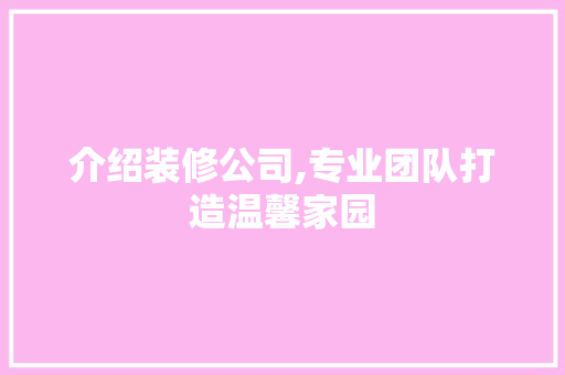 介绍装修公司,专业团队打造温馨家园 室内设计