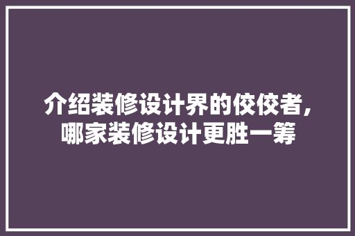 介绍装修设计界的佼佼者,哪家装修设计更胜一筹 中式风格装饰