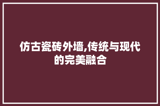 仿古瓷砖外墙,传统与现代的完美融合 中式风格装饰