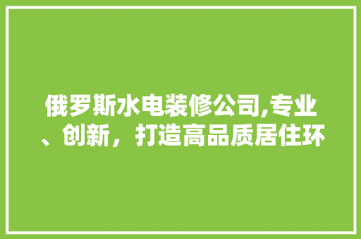 俄罗斯水电装修公司,专业、创新，打造高品质居住环境 软装设计