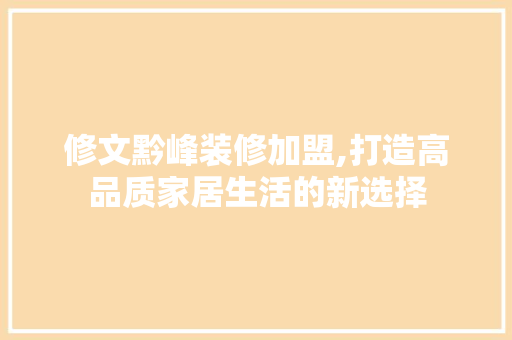 修文黔峰装修加盟,打造高品质家居生活的新选择 现代风格装饰