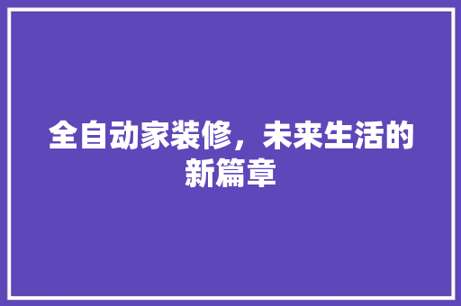全自动家装修，未来生活的新篇章 软装设计