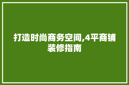打造时尚商务空间,4平商铺装修指南 现代风格装饰