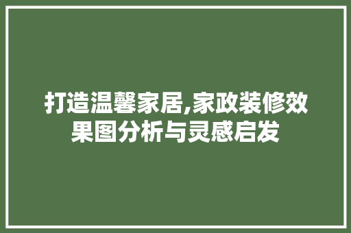 打造温馨家居,家政装修效果图分析与灵感启发 中式风格装饰