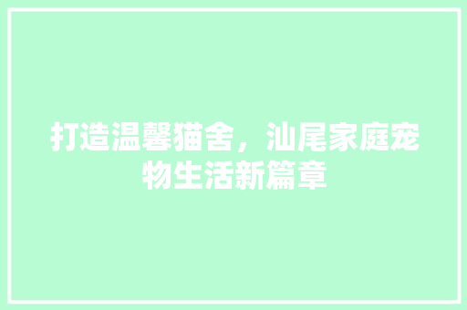打造温馨猫舍，汕尾家庭宠物生活新篇章 客厅装修