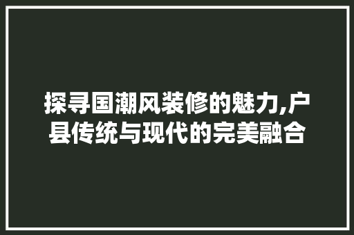 探寻国潮风装修的魅力,户县传统与现代的完美融合