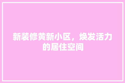新装修黄新小区，焕发活力的居住空间 家居装修