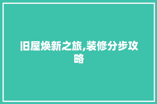 旧屋焕新之旅,装修分步攻略 软装设计